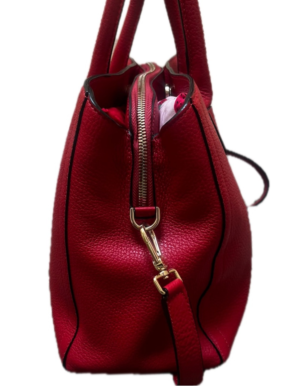 Furla Red Leather Satchel Bag - Picture 5 of 14